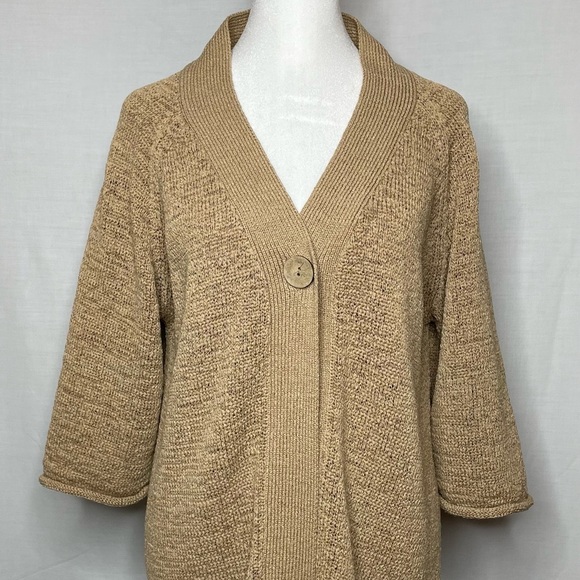 BIRCH HILL Beige/ Tan 3/4 Length Sleeve Sweater Size Large - Picture 3 of 9